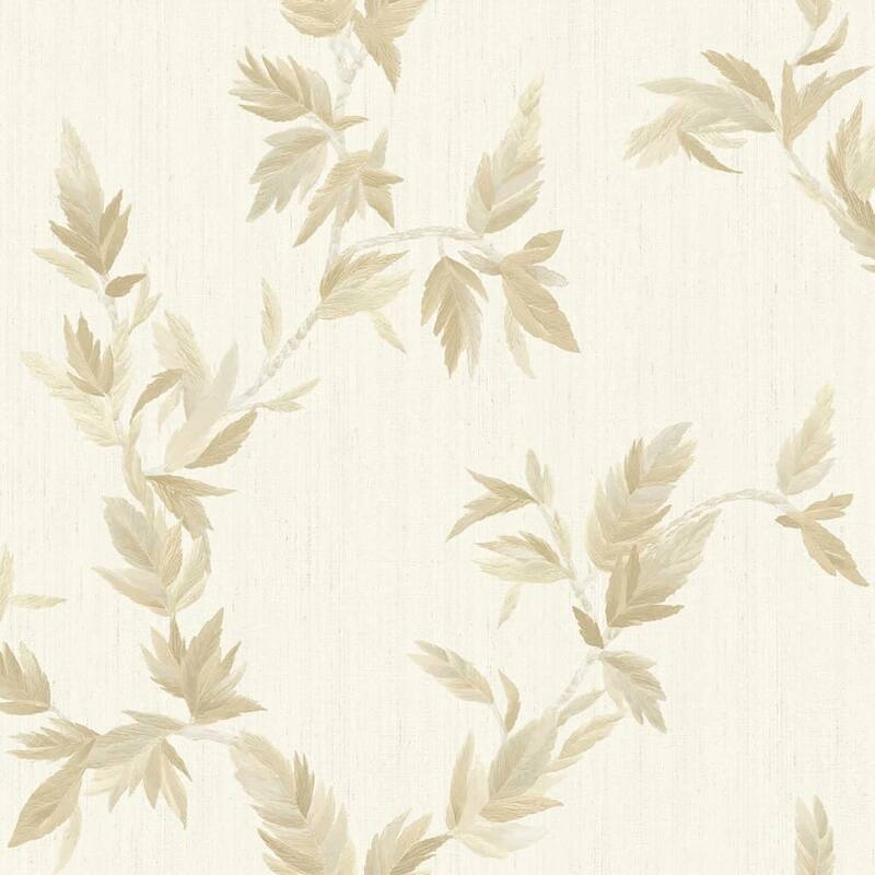Galerie Wallcoverings Ornamenta Collection Thin Leaf Shimmer Finish Vinyl on Non-woven Wallpaper Roll - 33-feet long x 21-inches wide - Gold