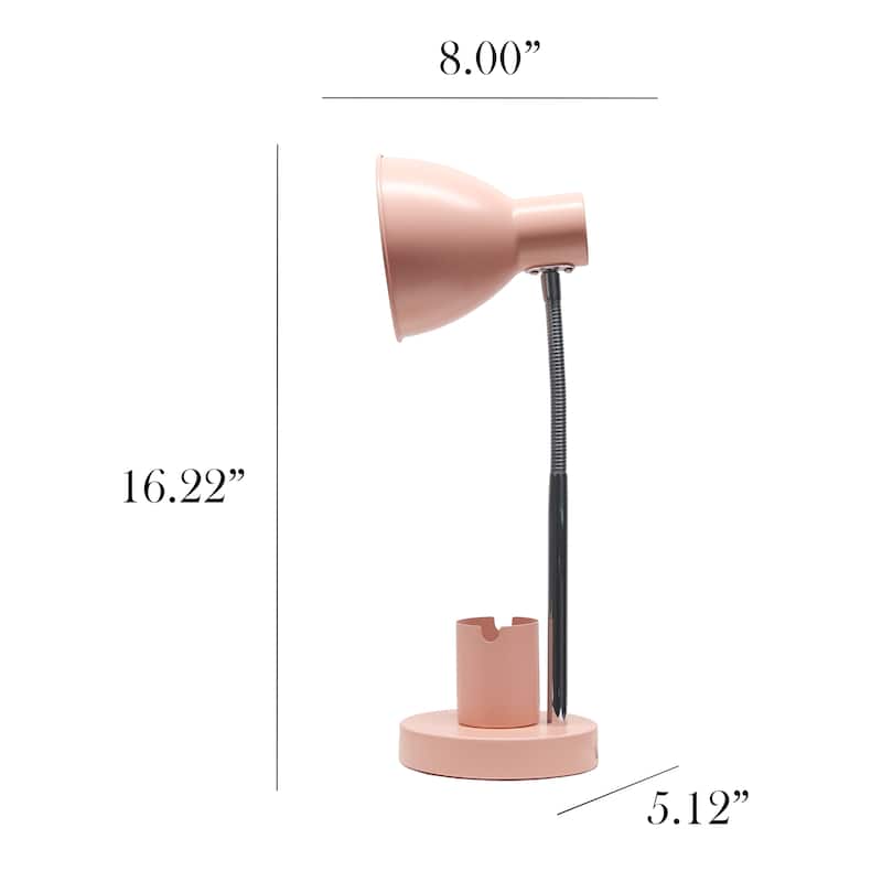 Adjustable Metal Desk Lamp with Organizer Base and Chrome Gooseneck Arm Modern Task Lighting Multiple Colors