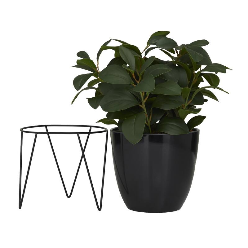 Green Faux Foliage Eucalyptus Artificial Plant with Realistic Leaves and Metal Stand and Black or White Pot