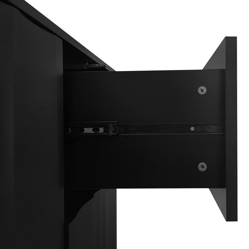 Wave Pattern Buffet Storage Cabinet with 2 Doors and 2 Drawers, Sideboard Cabinet Table with Adjustable Shelf