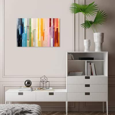 Wynwood Studio Canvas Abstract Painted little school path Blue and Modern & Contemporary Wall Art Canvas Print