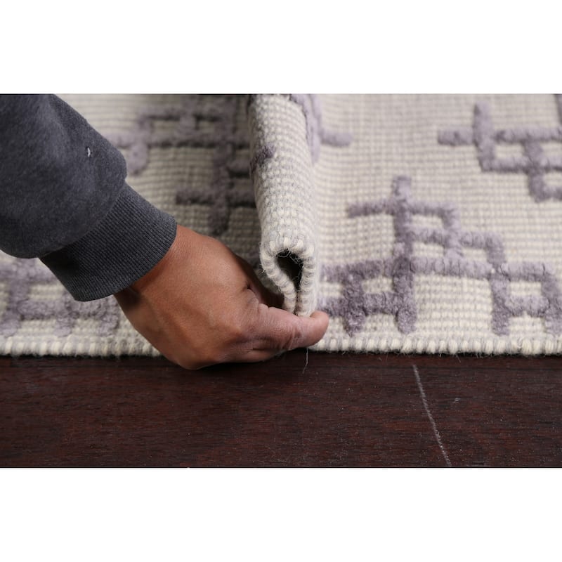 Contemporary Geometric Moroccan Oriental Wool Area Rug Handmade Carpet - 5'4" x 7'4"