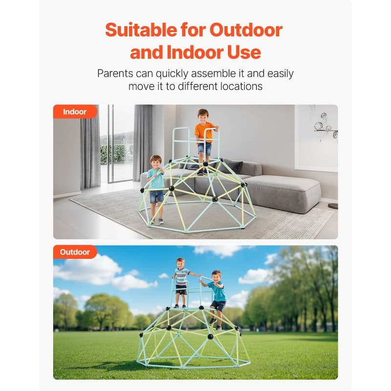 6FT Playground Geometric Dome Climbing for Kids with Rust Resistant Steel for Indoor or Outdoor Fun - 72 x 72 x 52.6 in