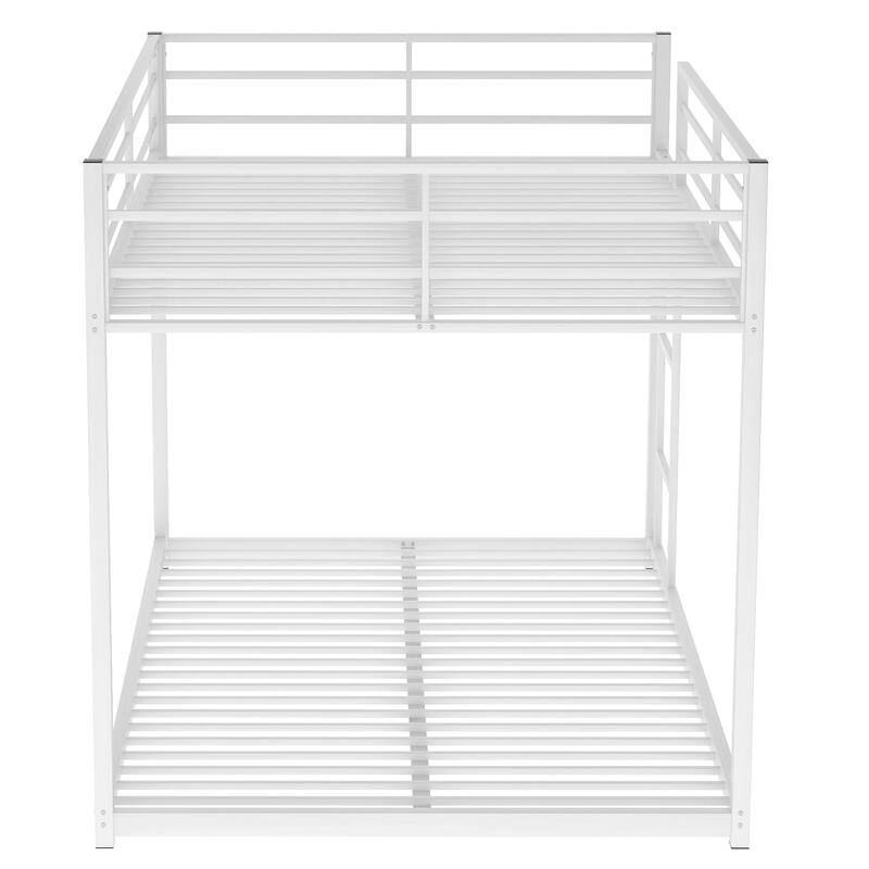 Twin/Full Kids Metal Bunk Bed, Metal Bedframe with Safety Guardrail and Ladder for Dorm,Bedroom,Guest Room,No Box Spring Needed