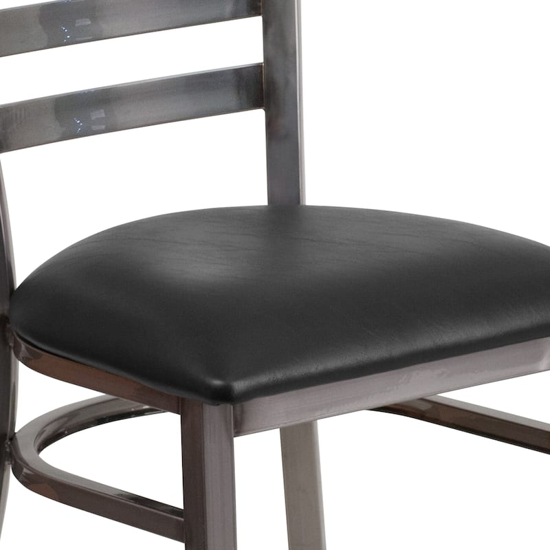 Clear Coated Ladder Back Metal Restaurant Chair - 16.5"W x 17"D x 32.25"H - 16.5"W x 17"D x 32.25"H