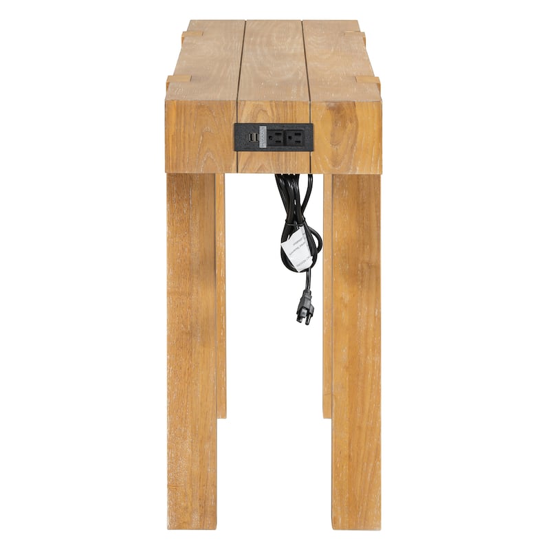 Rustic Minimalist Console Table with 1 Hidden Drawer and Side Power Outlet