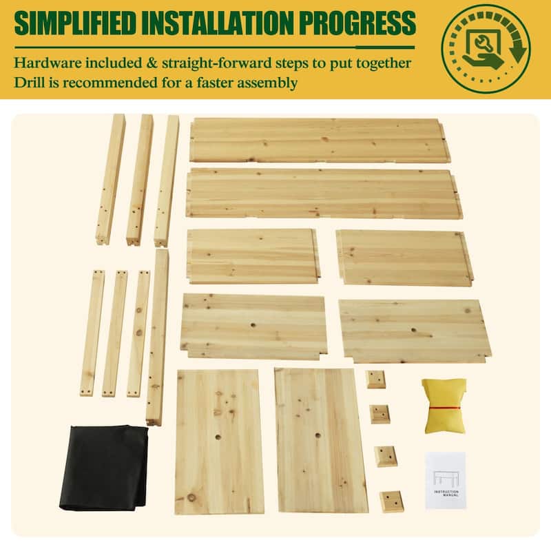 VEIKOUS Wood Raised Garden Bed Elevated Planter Box with Drainage Holes - 46.8''W x 22.4''D x 30.3''H