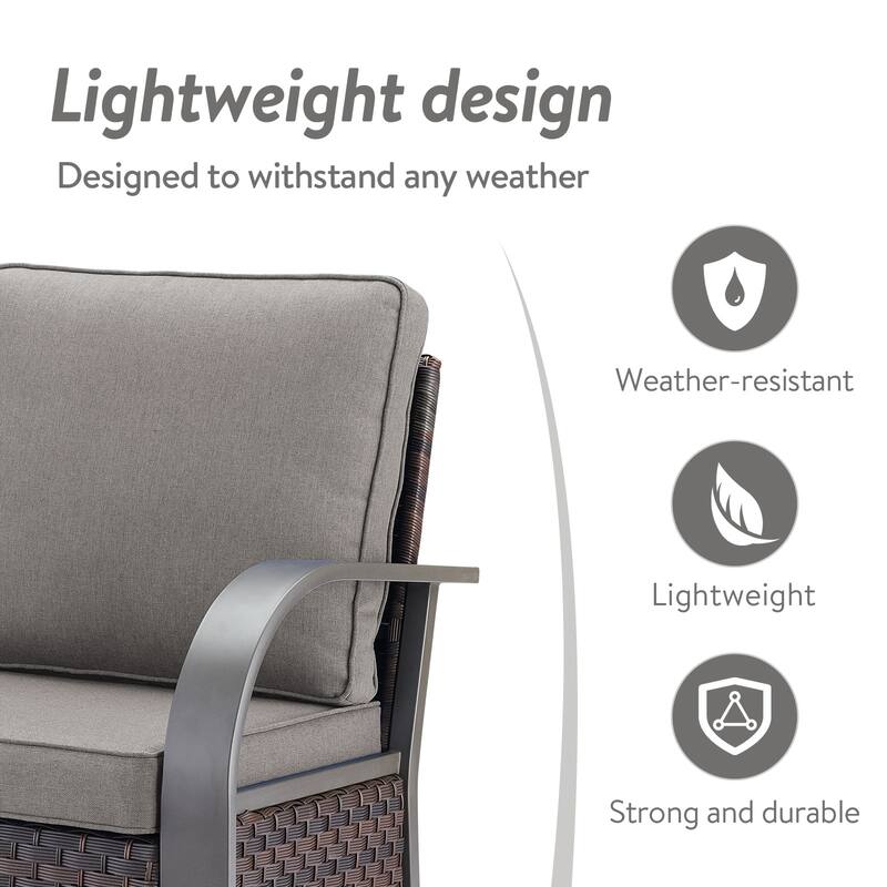 Gymojoy Industrial Style Outdoor Wicker Swivel Glider Chairs Set of 2