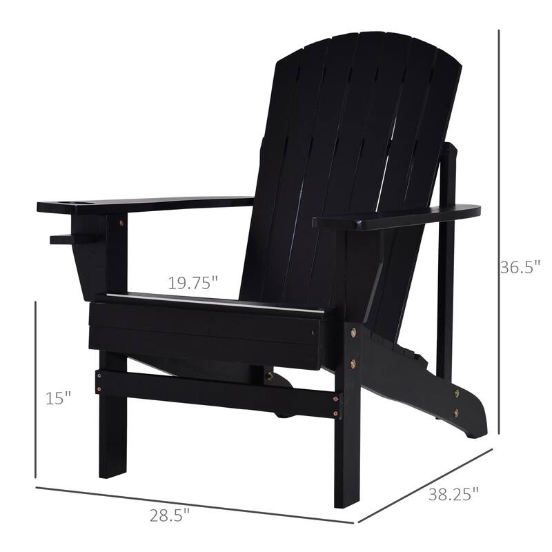 Outsunny Oversized Fir Wood Adirondack Chair with Cup Holder
