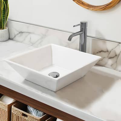 Highpoint Collection 16-inch White Bathroom Vessel Vanity Sink