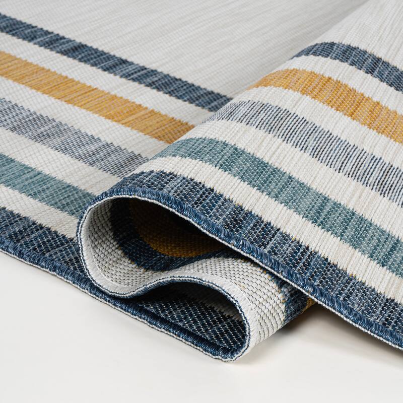 JONATHAN Y Reversible Calypso Classic Coastal Mitred Stripe Machine-Washable Indoor/Outdoor Area Rug