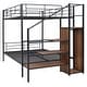 preview thumbnail 8 of 16, Full Over Full Metal Bunk Bed with Lateral Storage Ladder and Wardrobe, Black