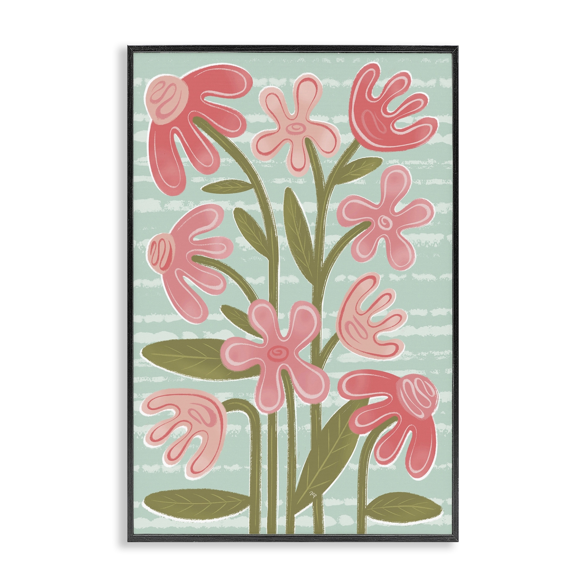 Stupell Pink Whimsy Midcentury Flowers Framed Giclee Art Design By Martina Pavlova