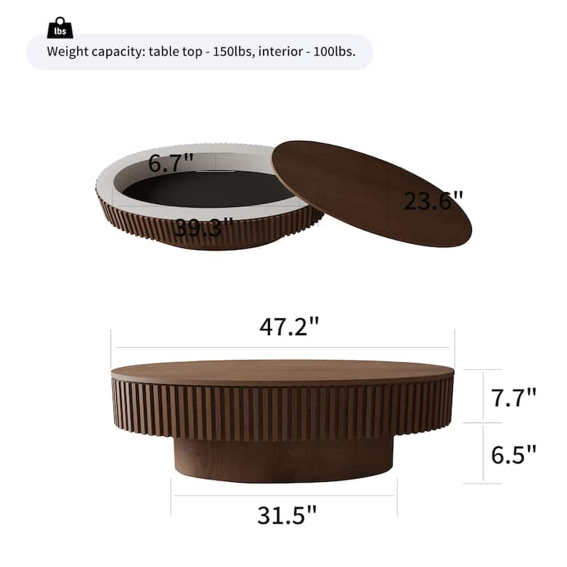 GDF Studio - Elowen 47 Inch Oval Coffee Table with Storage
