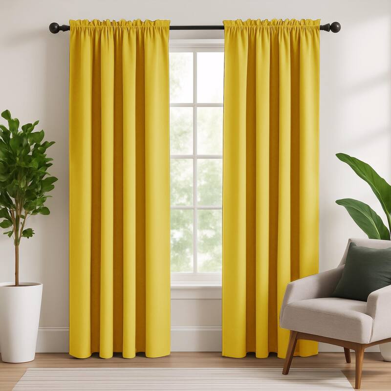 Deconovo 2-Pack Thermal Room Darkening Rod Pocket Curtains