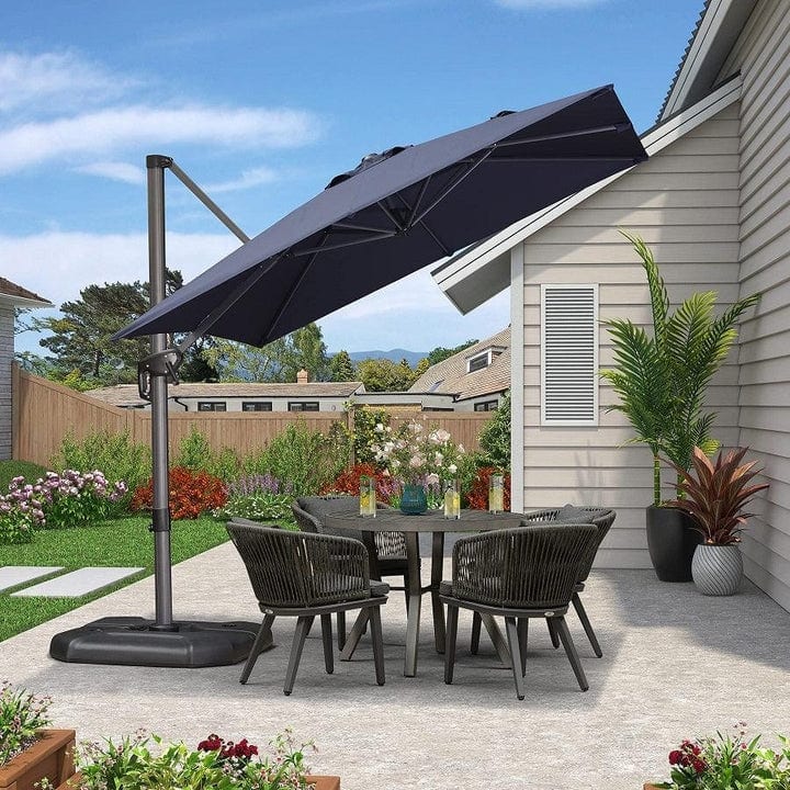 PURPLE LEAF 8 ft Square 360 Degree Rotation Patio Cantilever Umbrella
