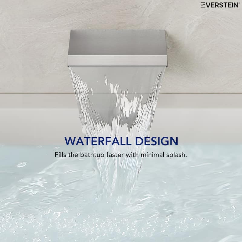 Waterfall Tub Faucet with Rough-in Valve,Wall Mounted Tub Spout with Handheld Shower