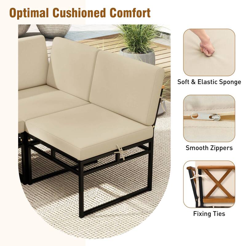 Costway 6 PCS Outdoor Sectional Sofa Set Metal Conversation Set with - See Details