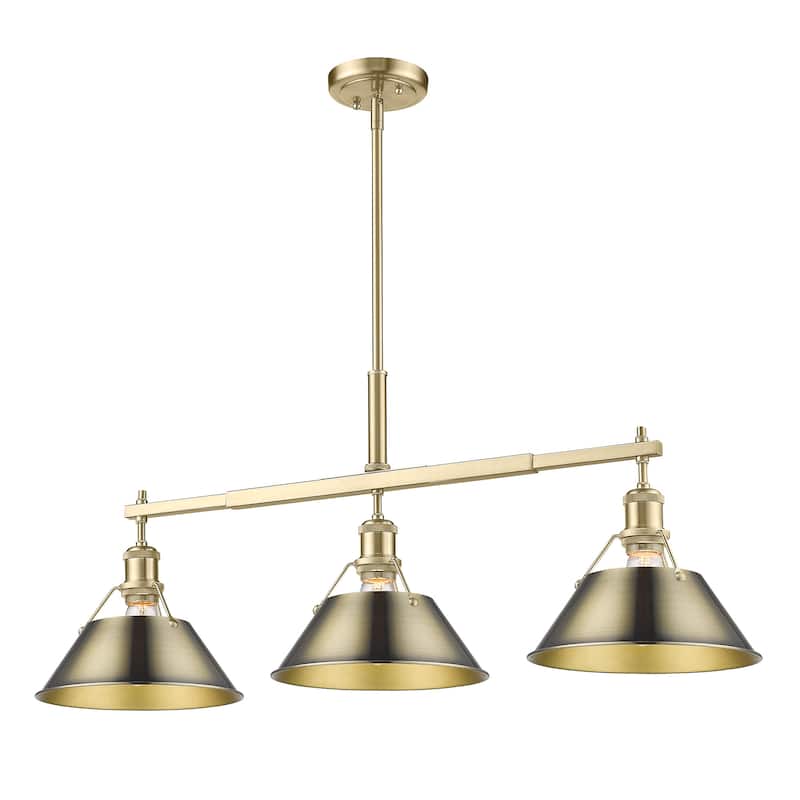 Yep by Golden Lighting Orwell 3-light Island Light in Brushed Champagne Brass and Aged Brass shade - Gold