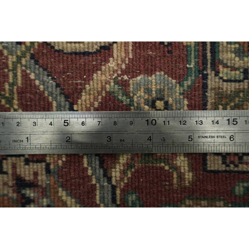 Hand Knotted Oriental 100% Wool Carpet Traditional All-Over Green Kashan Area Rug - 8' 11'' X 6' 1''