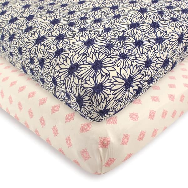 slide 1 of 1, Touched by Nature Baby Girl Organic Cotton Crib Sheet, Daisy, One Size - Daisy - One Size One Size - Daisy