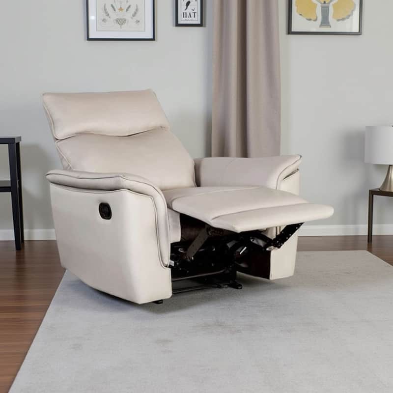 Lenne Manual Recliner Chair, Taupe Leather Match, Padded Arms