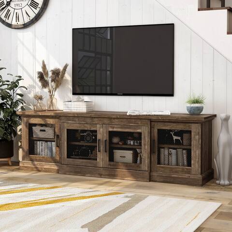 DH BASIC Rustic Reclaimed Oak 69" Wide 6-shelf TV Stand by Denhour