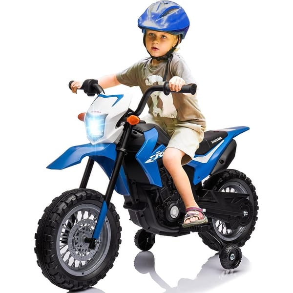 slide 2 of 18, Licensed Honda 6V Kids Electric Motorcycle, Battery-Powered Ride-On with Detachable Training Wheels for Young Riders