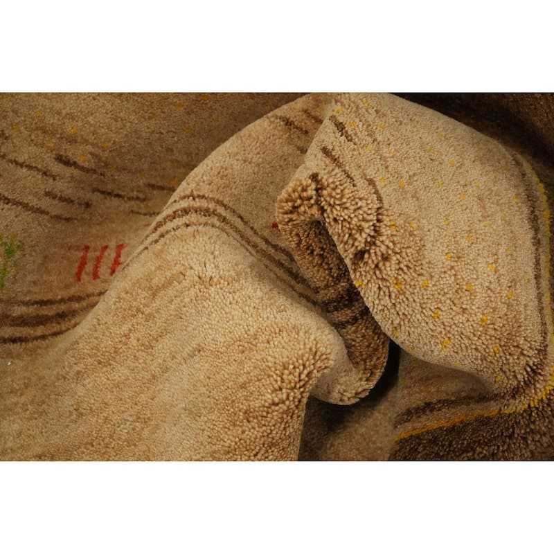 Hand Knotted Oriental 100% Wool Carpet Tribal Solid Yellow & Gold Gabbeh Area Rug - 11' 3'' X 8' 0''