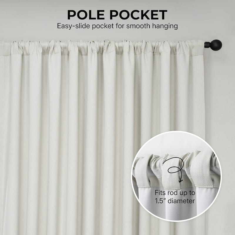 Exclusive Fabrics Textured Faux Linen Extra Wide Room Darkening Curtains for Bedroom & Living Room Curtains (1 Panel)