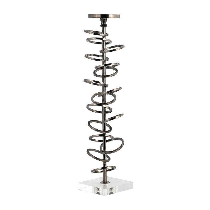 Sagebrook Home Metal Ring Toss Candleholder - 4" x 4" x 18" - Gunmetal