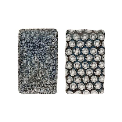 8" Rectangle Stoneware Plate (Set of 2 Patterns)