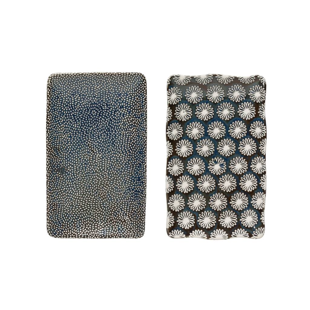8" Rectangle Stoneware Plate (Set of 2 Patterns)