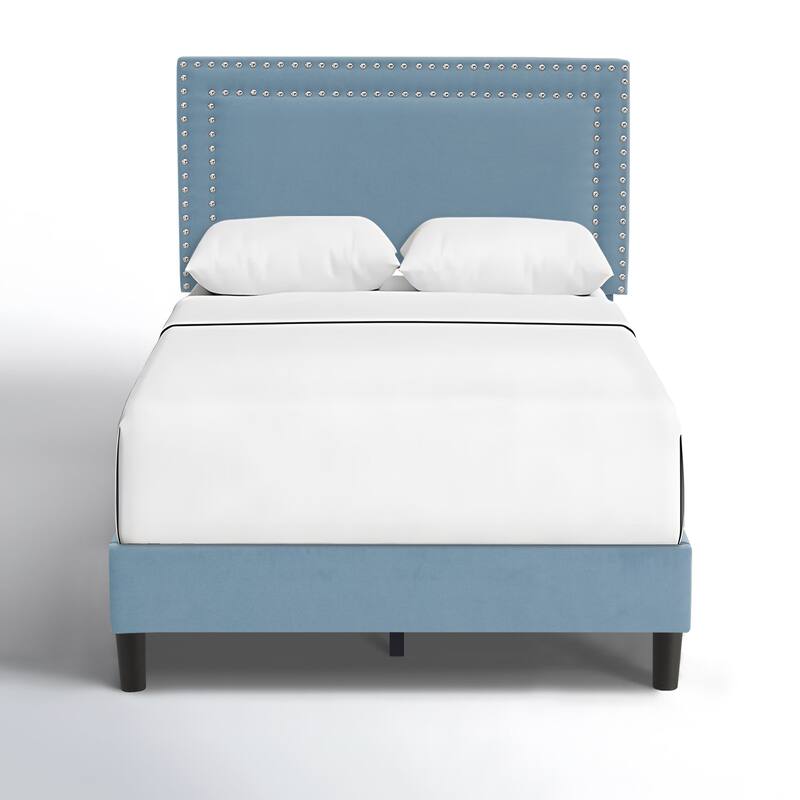 VECELO Upholstered Bed Frames with Height Adjustable Headboard