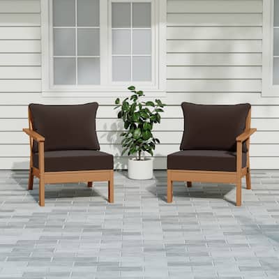 Polytrends Birchwood All Weather HDPE Outdoor Patio Deep Seating Teak Loveseat (2-Piece)