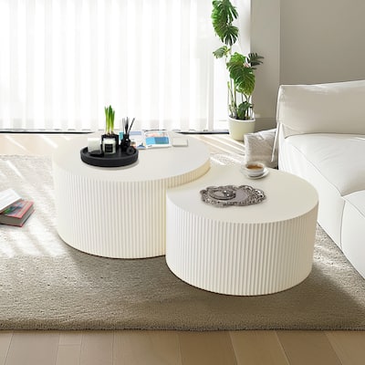 Vertical Stripe Design Nesting Coffee Table Set