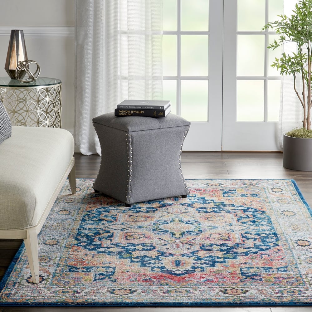 Porch & Den Grimmett Vintage Blue/Multicolor Persian Area Rug