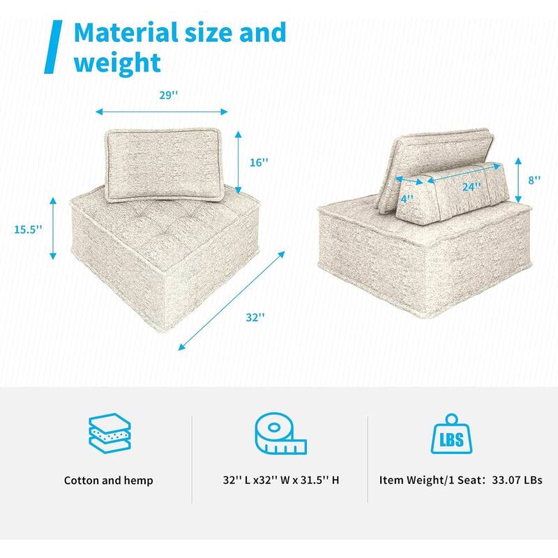 Mixoy 1PCS DIY Combination Oversized Sleeper Sofa Bed, Comfy Floor