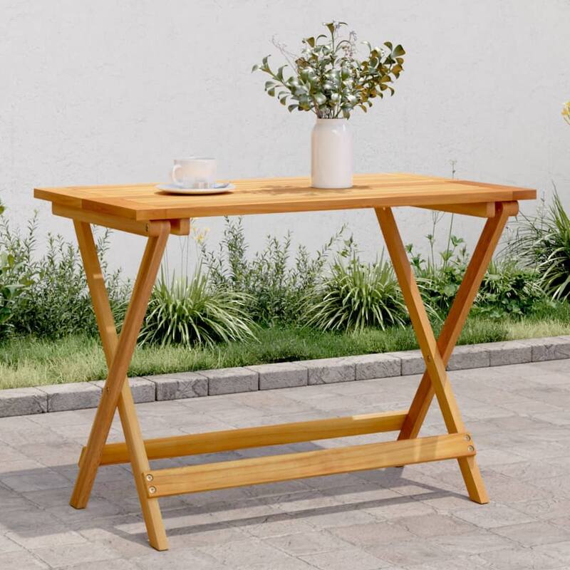 vidaXL Garden Table Brown Solid Acacia wood Medium Foldable - 20.7 x 35.4 x 25.6