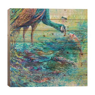 Peacock Diptych Panel II Print On Wood by Iris Scott - Multi-Color