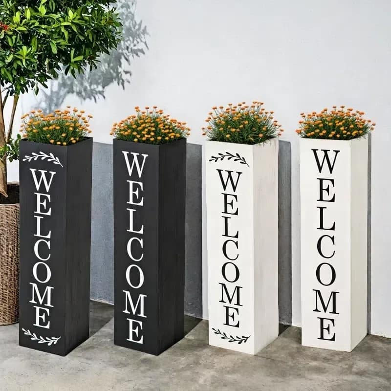 Glitzhome 30"H Rustic Welcome & Home or Welcome & Porch Double Sided Wooden Planter Sign Front Door Decor(Quality-upgraded)