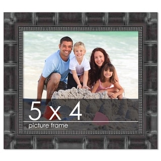 5x4 Bamboo Black Complete Wood Picture Frame with UV Acrylic Plexiglass ...