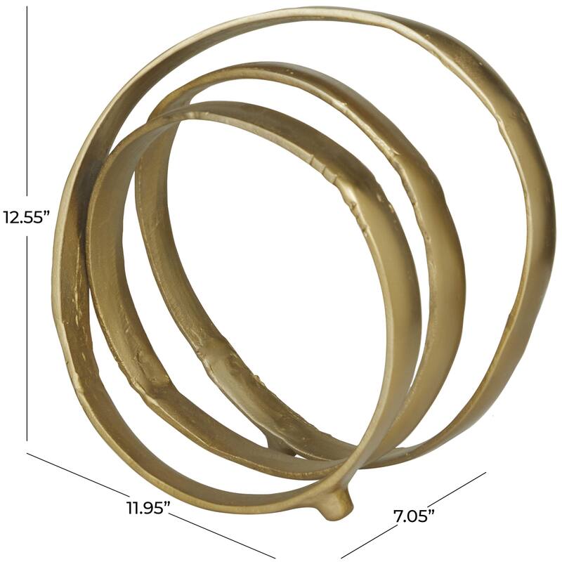 Aluminum Metal Abstract Looped Decorative Sculpture - Silver, Gold, Black - Roche River Decor