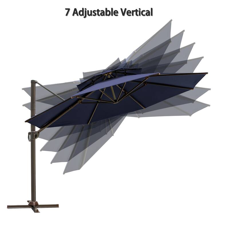 Pellebant 11.5 FT Double Top Patio Cantilever Umbrella, Base Not Included