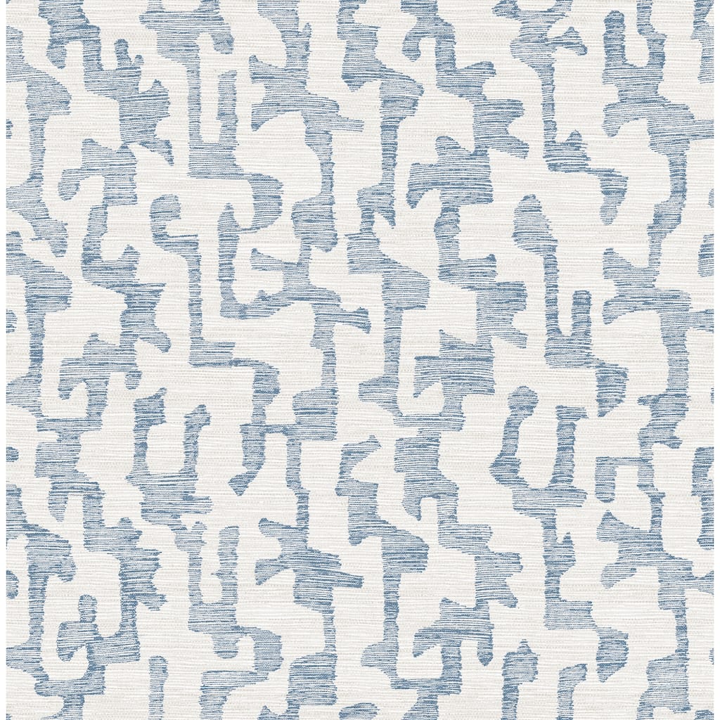 A-Street Prints Cipher Blue Geometric Faux Grasscloth Wallpaper
