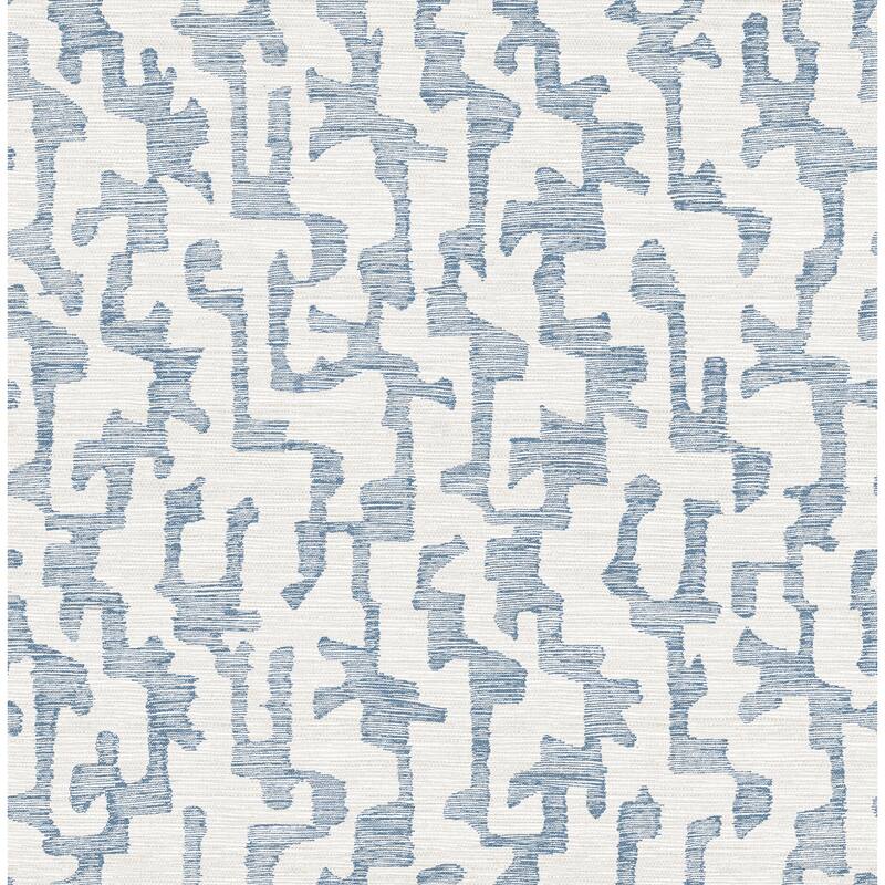 A-Street Prints Cipher Blue Geometric Faux Grasscloth Wallpaper