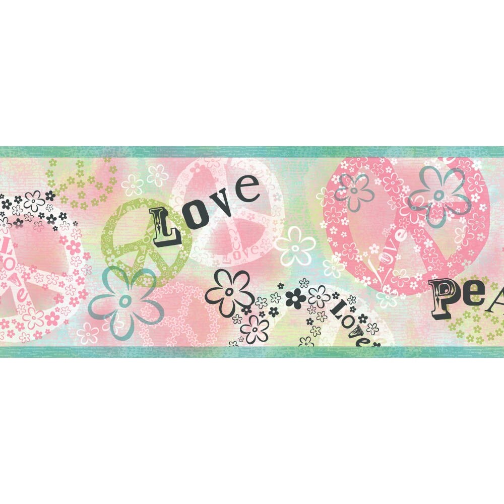 Shop Brewster Tot46382b Janis Teal Peace Love Toss Border
