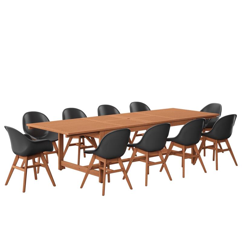 Amazonia Hawaii White 11 piece Extendable Rectangular Patio Dining Set - 11 Piece