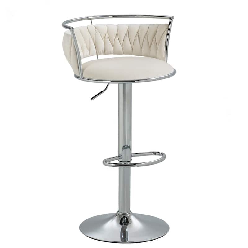 Set of 2 Velvet Adjustable Swivel Bar Stools