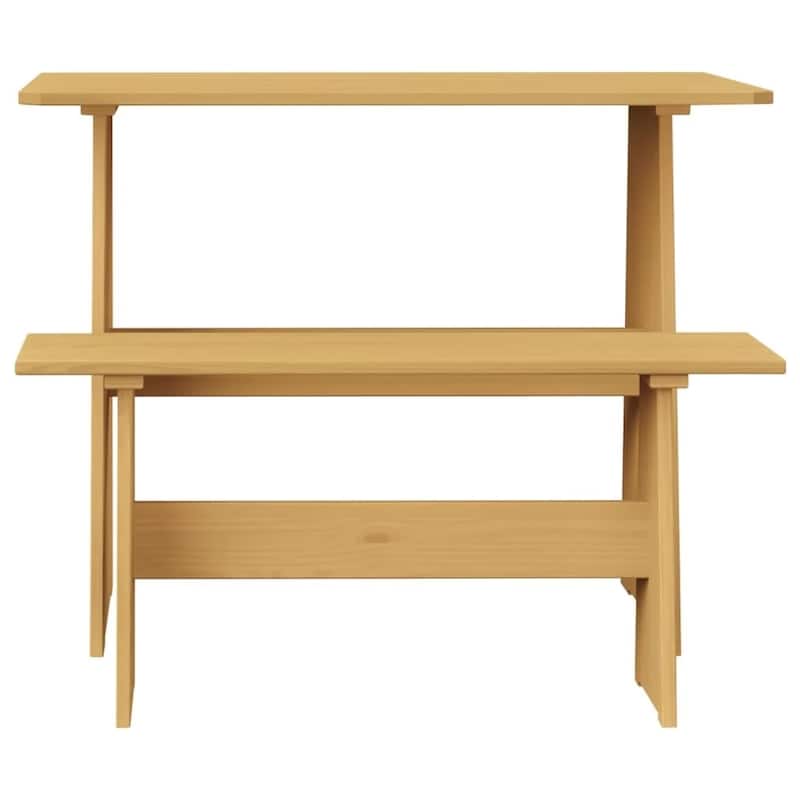 Chapman Farmhouse 3-Piece Solid Pine Wood Dining Set with 2 Benches